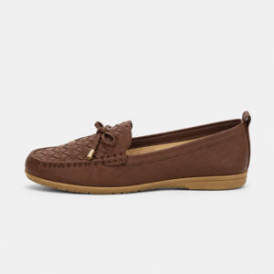 Women's Brown Woven Comfort Ballet Flats