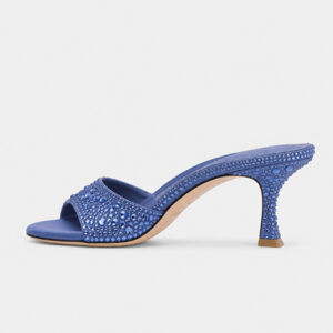 Women's Champagne Crystal Embellished Mule Heels